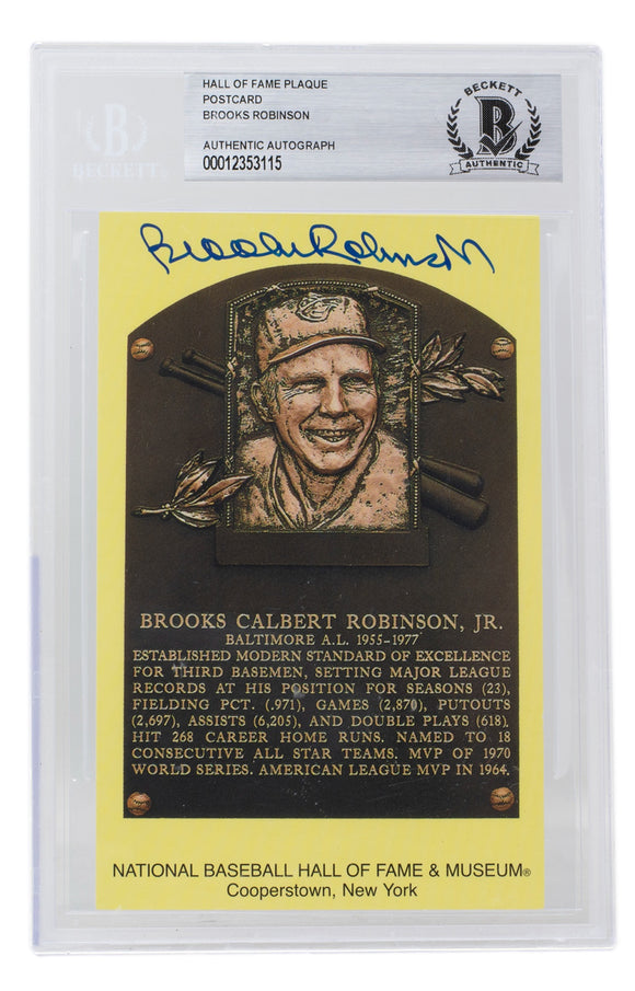 Brooks Robinson Signed Slabbed Orioles Hall of Fame Plaque Postcard BAS 115 Sports Integrity