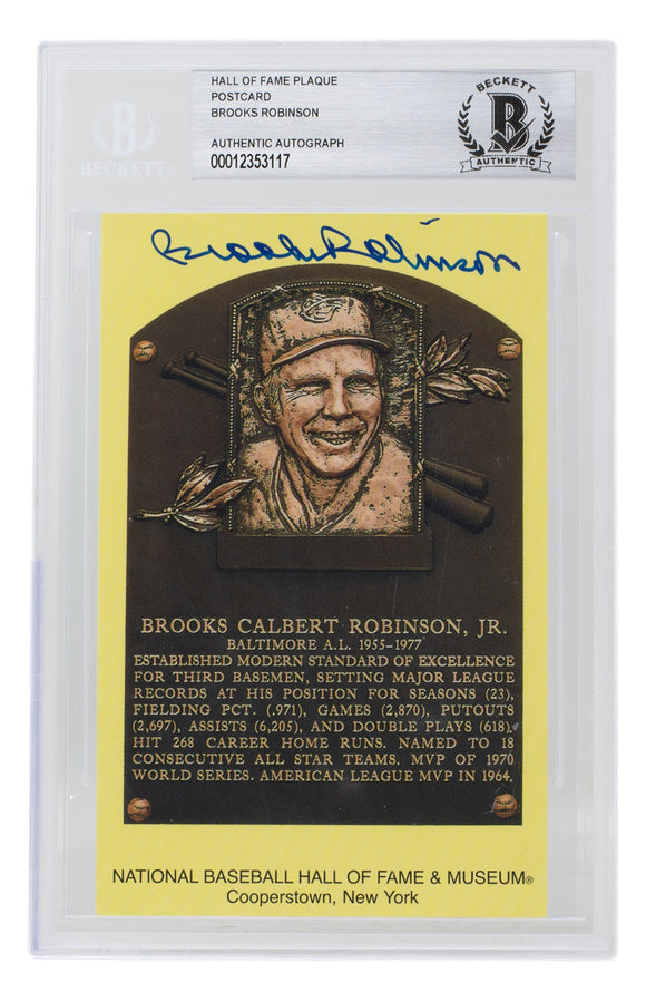Brooks Robinson Signed Slabbed Orioles Hall of Fame Plaque Postcard BAS 117 Sports Integrity
