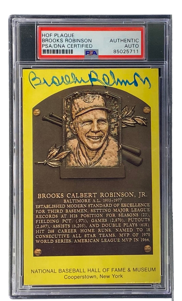 Brooks Robinson Signed 4x6 Baltimore Orioles HOF Plaque Card PSA/DNA 85025711 Sports Integrity