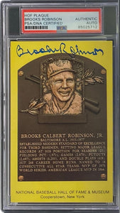Brooks Robinson Signed 4x6 Baltimore Orioles HOF Plaque Card PSA/DNA 85025712 Sports Integrity