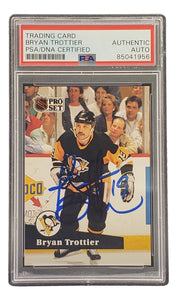 Bryan Trottier Signed 1991 Pro Set #192 Pittsburgh Penguins Hockey Card PSA/DNA Sports Integrity