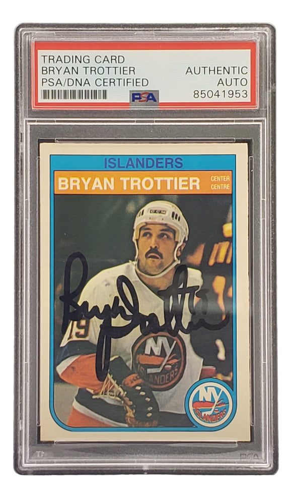Bryan Trottier Signed 1982 O-Pee-Chee #214 NY Islanders Hockey Card PSA/DNA Sports Integrity