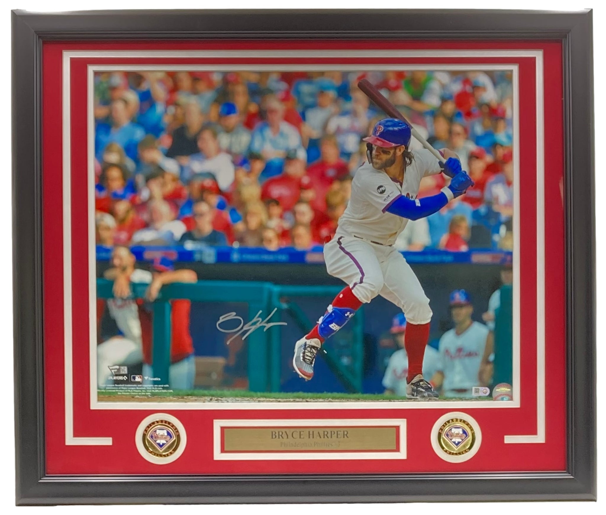 Framed Bryce Harper Philadelphia Phillies Autographed 16 x 20 Batting  Stance in Cream Jersey Horizontal Photograph