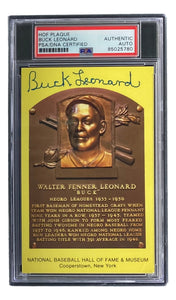 Buck Leonard Signed 4x6 Homestead Grays HOF Plaque Card PSA/DNA 85025780 Sports Integrity