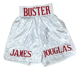 Buster Douglas Signed Custom White Boxing Trunks JSA QR