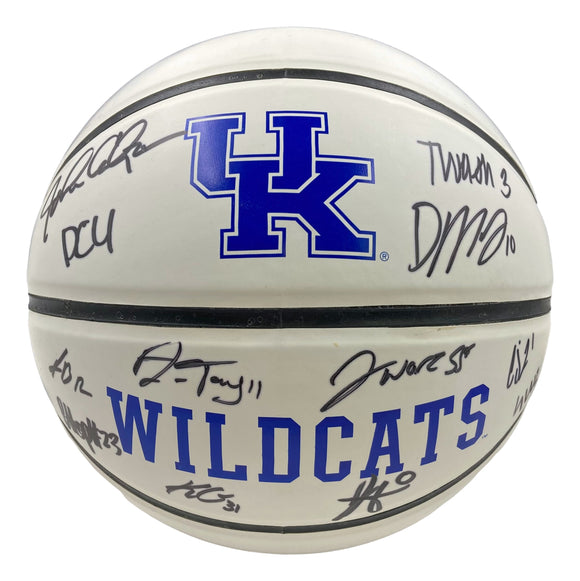 Kentucky Wildcats (12) Signed White Panel Logo Basketball John Calipari +11 BAS