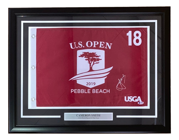 Cameron Smith Signed Framed 2019 US Open Golf Flag BAS Sports Integrity