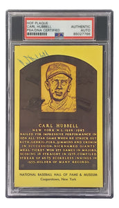 Carl Hubbell Signed 4x6 New York Giants Hall Of Fame Plaque Card PSA/DNA 85027766