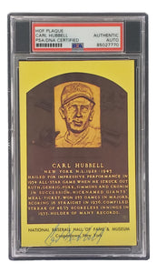 Carl Hubbell Signed 4x6 New York Giants Hall Of Fame Plaque Card PSA/DNA 85027770 Sports Integrity