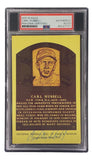 Carl Hubbell Signed 4x6 New York Giants Hall Of Fame Plaque Card PSA/DNA 85027771