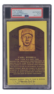 Carl Hubbell Signed 4x6 New York Giants Hall Of Fame Plaque Card PSA/DNA 85027772 Sports Integrity