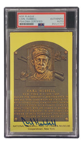 Carl Hubbell Signed 4x6 New York Giants Hall Of Fame Plaque Card PSA/DNA 85027777