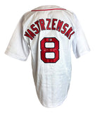 Carl Yastrzemski Boston Signed White Baseball Jersey BAS
