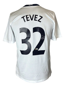 Carlos Tevez Signed Manchester United White Nike Soccer Jersey BAS