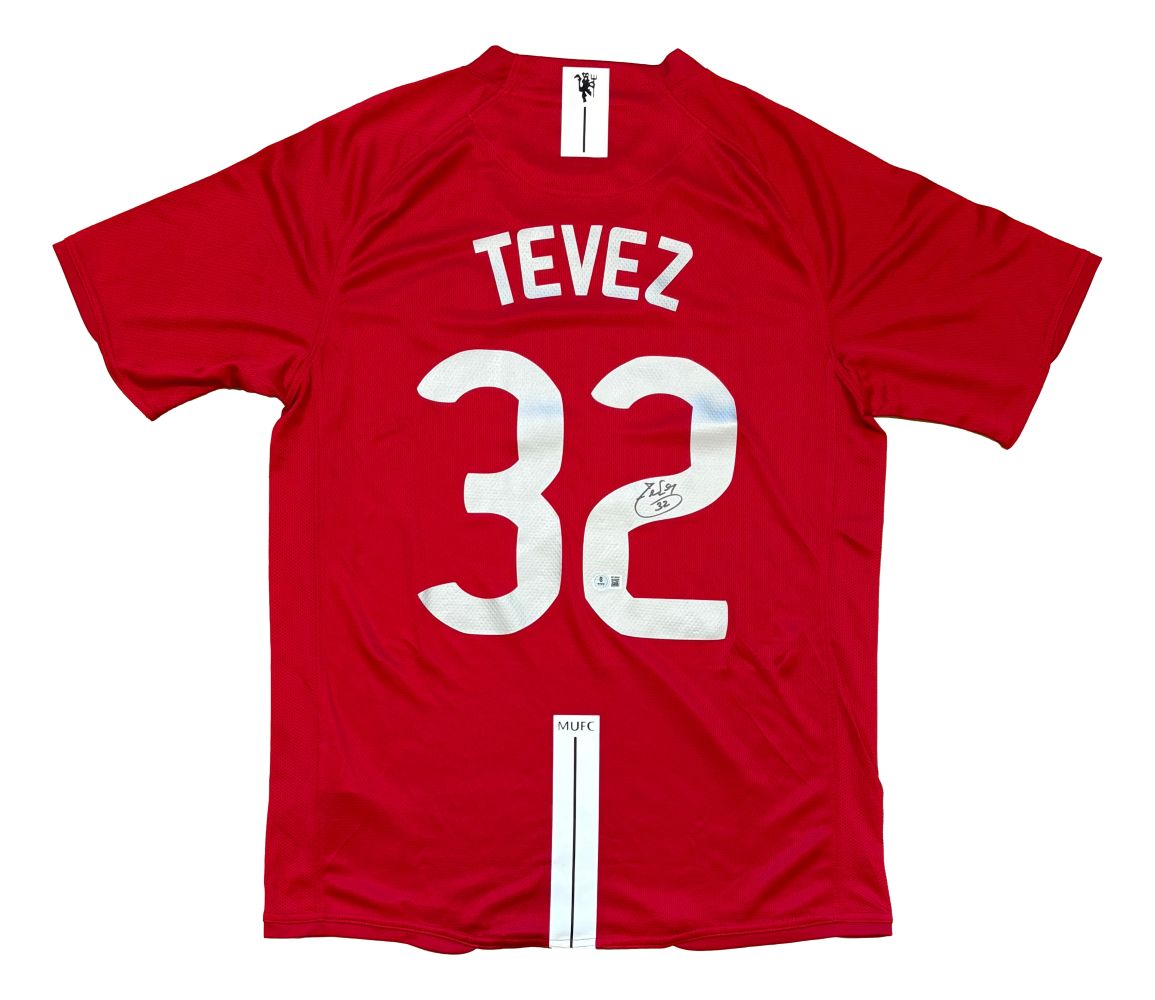 テベス　TEVEZ 32番 サイン入り Nike ユニフォーム　07/08 carlos-tevez-manu-08-cl-js-