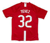 The Sports Integrity Carlos Tevez Signed Manchester United 2008 Champions League Nike Jersey features TEVEZ and number 32 in white on the back, with his signature on the number.