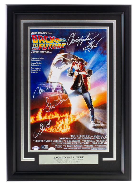 Back to the Future Cast Signed Framed 11x17 Poster MJ Fox Lloyd +2 BAS AS IS Sports Integrity