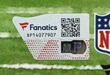 This Ceedee Lamb Signed Framed 16x20 Dallas Cowboys Photo by Sports Integrity features a Fanatics authenticity sticker with QR code, unique ID XP14077907, and part of the NFL logo on a green background.