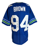 Chad Brown Seattle Signed Throwback Blue Football Jersey Sports Integrity