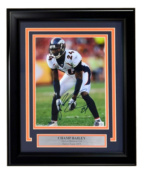 Champ Bailey Signed Framed 8x10 Denver Broncos Photo BAS