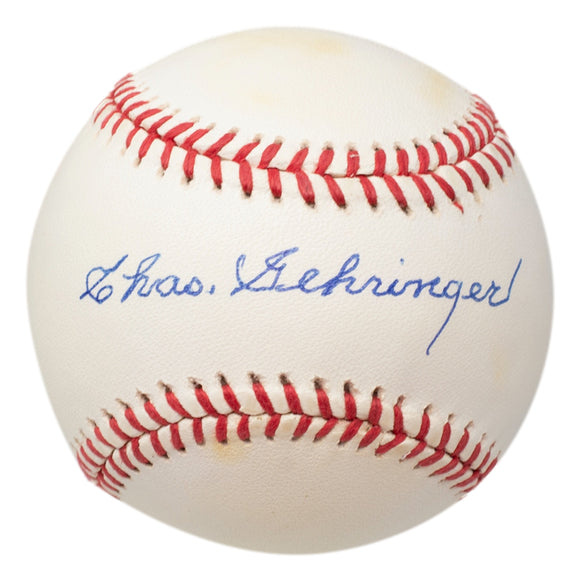 Charles Gehringer Signed Detroit Tigers Official American League Baseball BAS Sports Integrity