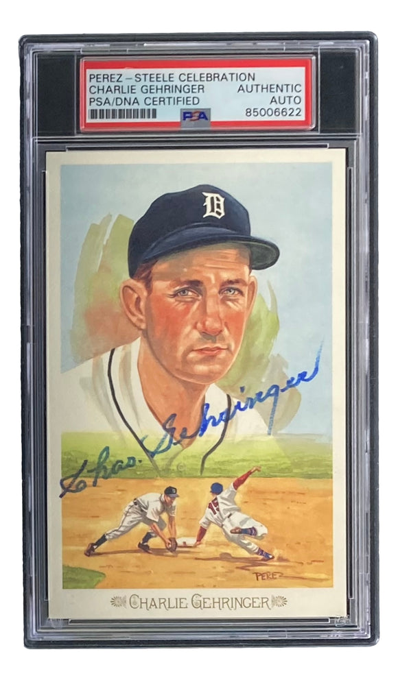 Charlie Gehringer Tigers Signed 4x6 Perez-Steele Postcard PSA/DNA Sports Integrity