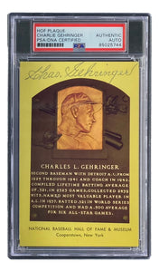 Charlie Gehringer Signed 4x6 Detroit Tigers HOF Plaque Card PSA/DNA 85025744 Sports Integrity