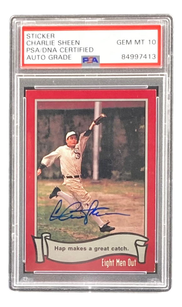 Charlie Sheen Signed 1988 Pacific #41 Eight Men Out Trading Card PSA/DNA Gem MT 10 Sports Integrity