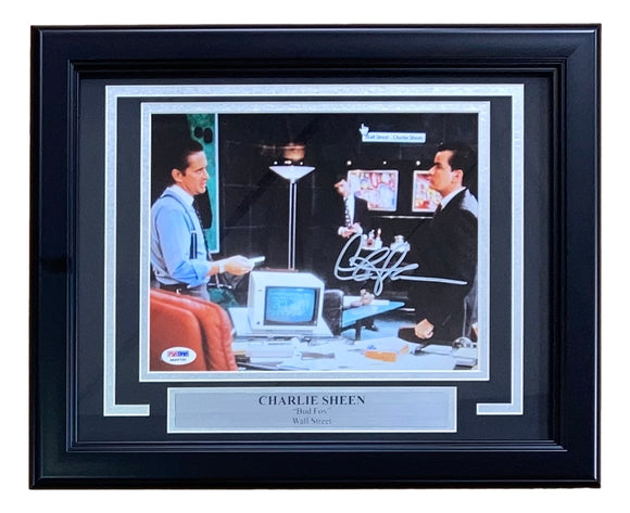 Charlie Sheen Signed Framed 8x10 Wall Street Photo PSA/DNA Sports Integrity