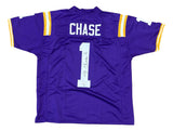 Ja'Marr Chase LSU Signed Purple Football Jersey BAS