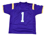 Ja'Marr Chase LSU Signed Purple Football Jersey BAS