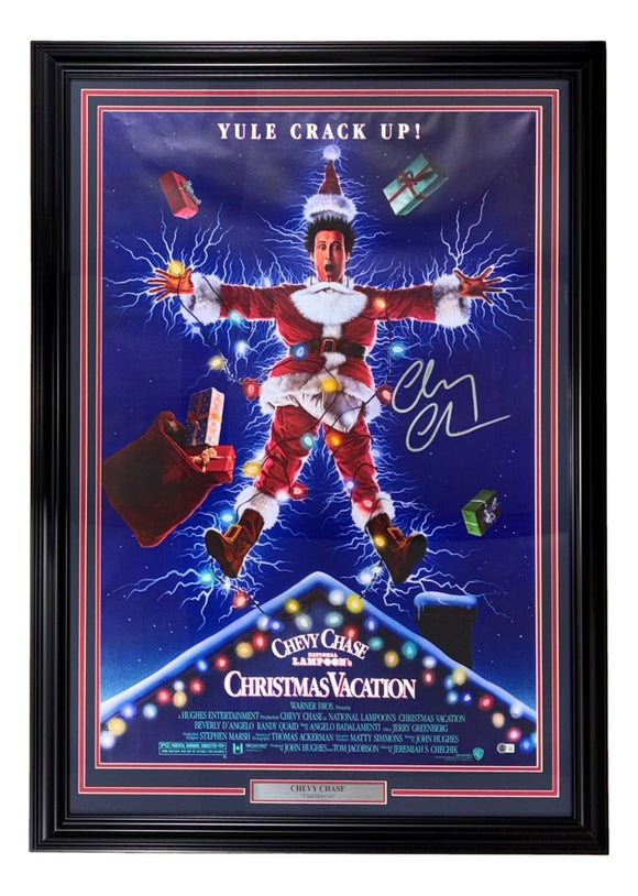Chevy Chase Signed Framed 27x40 Christmas Vacation Movie Poster BAS