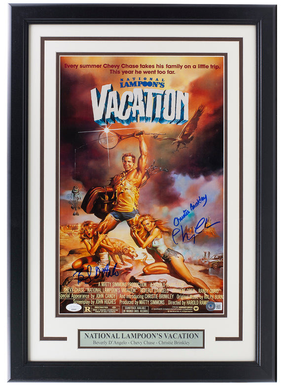 Chevy Chase D'Angelo Brinkley Signed Framed 11x17 Lampoons Vacation Photo JSA Sports Integrity
