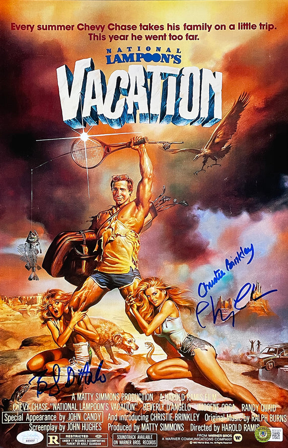 Chevy Chase Beverly D'Angelo Christie Brinkley Signed 11x17 Vacation Photo JSA Sports Integrity