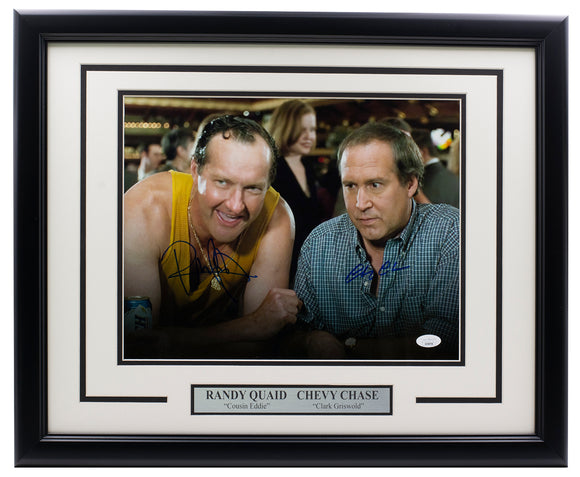 Chevy Chase Randy Quaid Signed Framed 11x14 Vegas Vacation Photo JSA Sports Integrity