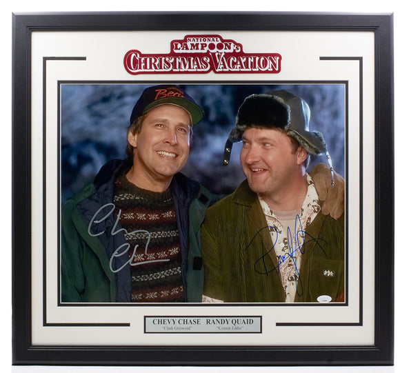 Chevy Chase Randy Quaid Signed Framed 16x20 Lampoon Christmas Vacation Photo JSA Sports Integrity