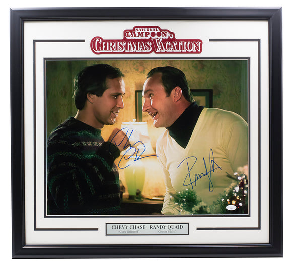 Chevy Chase Randy Quaid Signed Framed 16x20 Christmas Vacation Eggnog Photo JSA