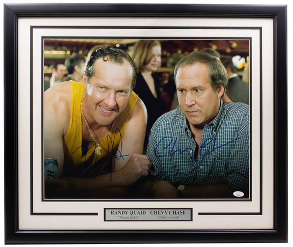 Chevy Chase Randy Quaid Signed Framed 16x20 Vegas Vacation Photo JSA Sports Integrity
