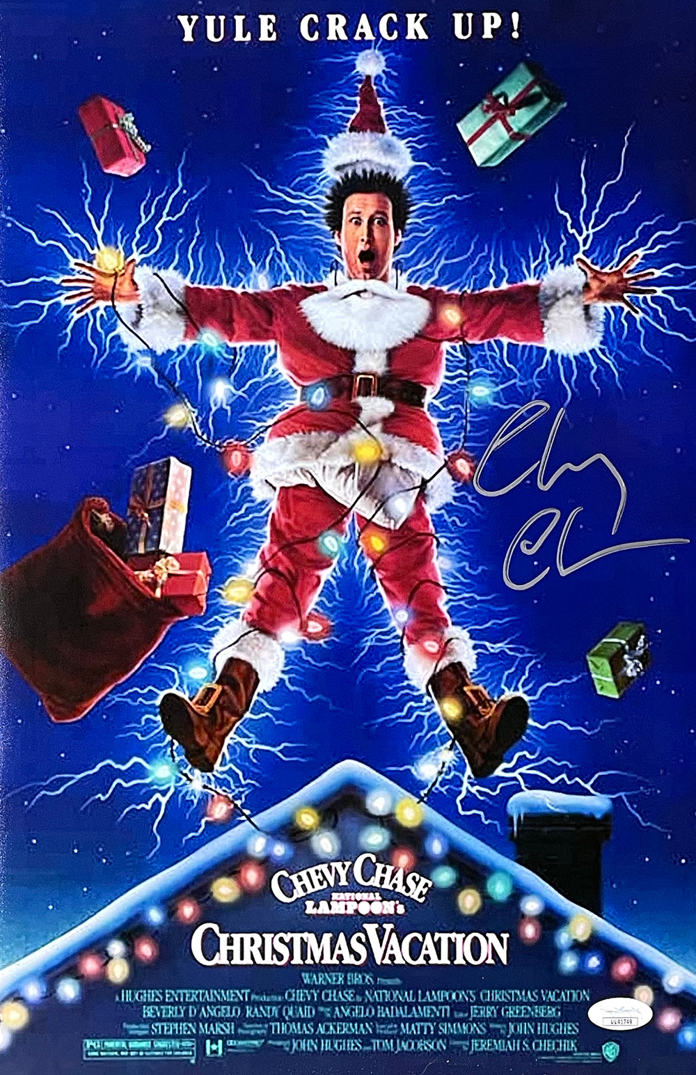 Chevy Chase Christmas Vacation Signed 11x14 Blackhawks Jersey Photo BAS  Witness