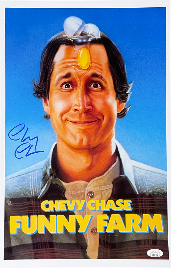 Chevy Chase Signed Funny Farm 11x17 Movie Poster Photo JSA Sports Integrity