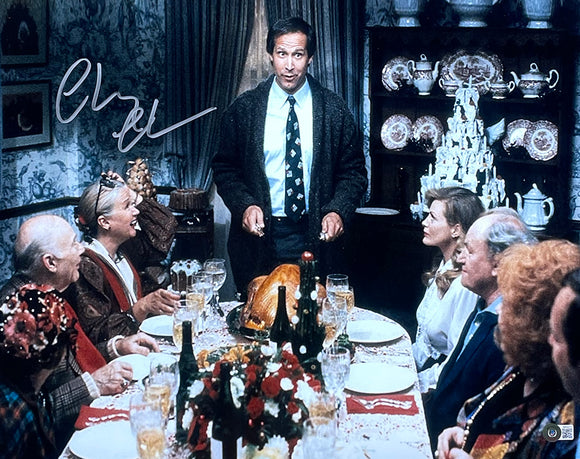 Chevy Chase Signed 16x20 National Lampoons Christmas Vacation Turkey Photo BAS