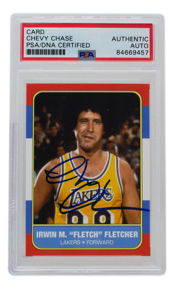 Chevy Chase Signed Fletch Lakers Trading Card PSA