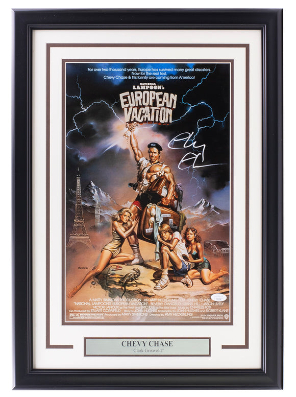 Chevy Chase Signed Framed 11x17 National Lampoons European Vacation Photo JSA Sports Integrity