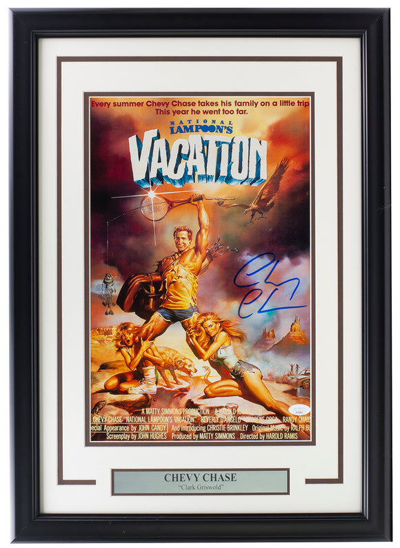 Chevy Chase Signed Framed 11x17 National Lampoons Vacation Photo JSA Sports Integrity