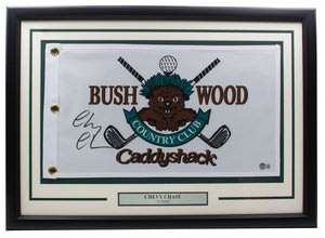 Chevy Chase Signed Framed Bush Wood Caddyshack Golf Flag BAS ITP