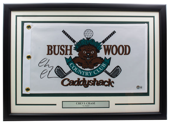Chevy Chase Signed Framed Bush Wood Caddyshack Golf Flag BAS ITP