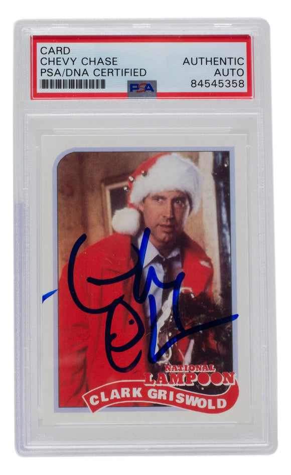 Chevy Chase Signed 1989 National Lampoons Christmas Vacation Santa Hat Card PSA/DNA