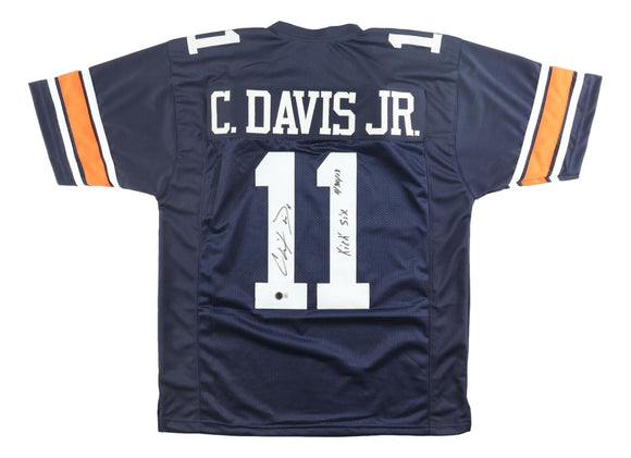 Chris Davis Auburn Signed Navy Football Jersey Kick Six 11/30/13 BAS