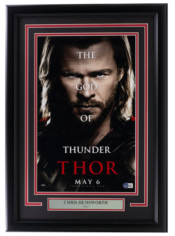 Chris Hemsworth Signed Framed 11x17 Thor Movie Poster Photo BAS Sports Integrity