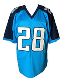 Chris Johnson Tennessee Signed Blue Football Jersey JSA ITP - Sports Integrity
